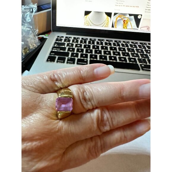 18K Yellow Gold Rose de France Rectangle Ring 7,10 grms - Picture 3 of 8